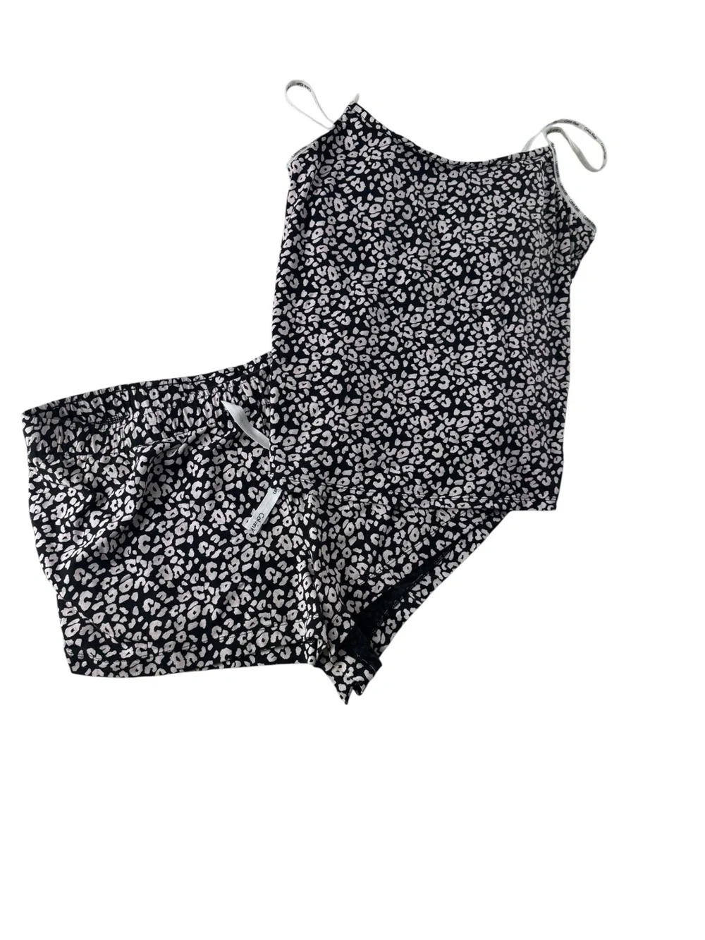 Calvin Klein Black & White Leopard Print Cami Short Pajama Set xl